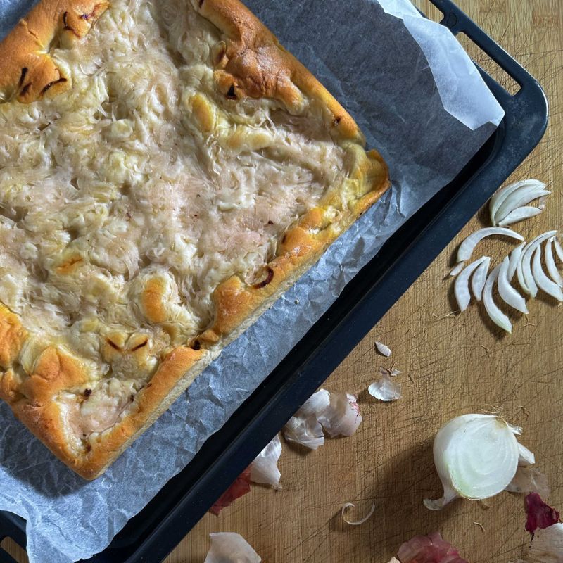 Focaccia ligure all'olio extravergine d'oliva e cipolla