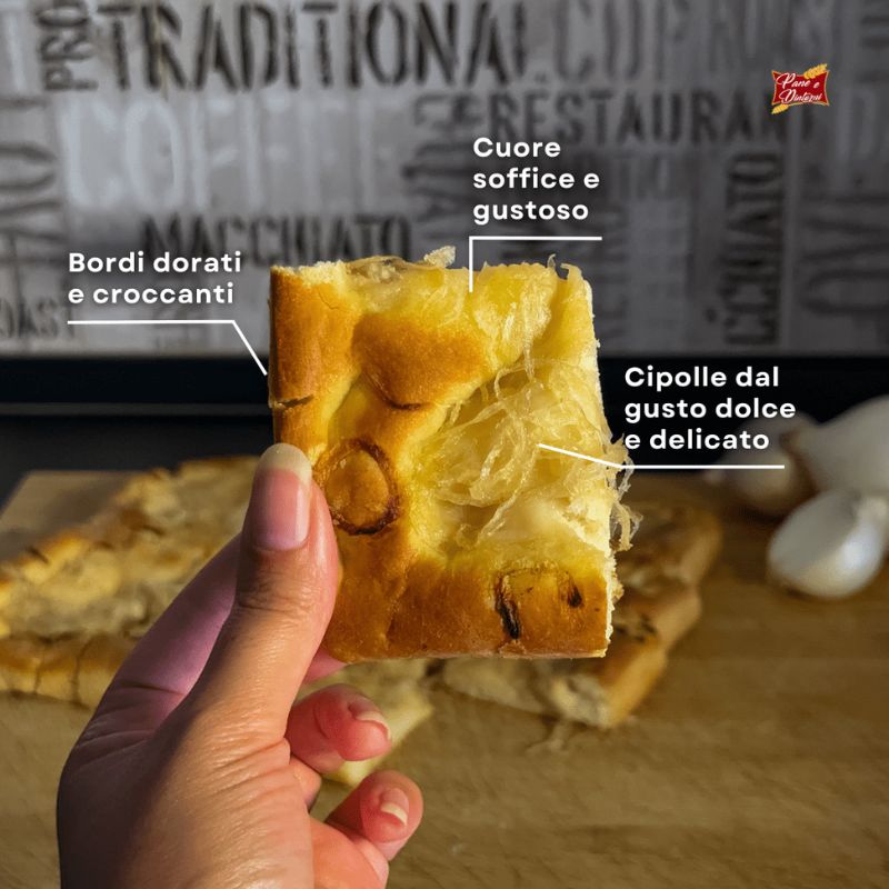 Focaccia ligure all'olio extravergine d'oliva e cipolla