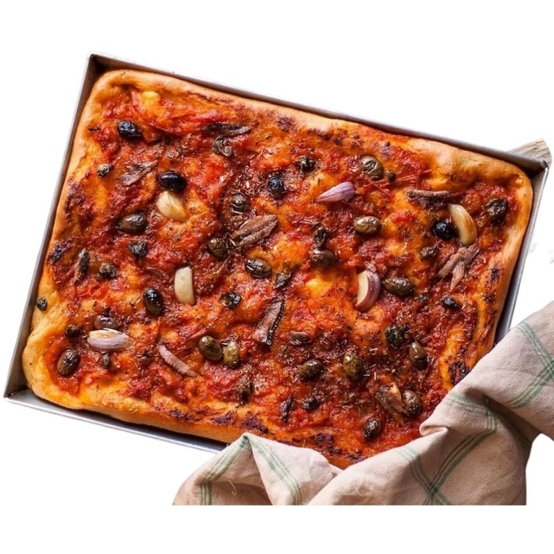 La sardenaria di San Remo artigianale olio evo olive nere capperi pomodoro